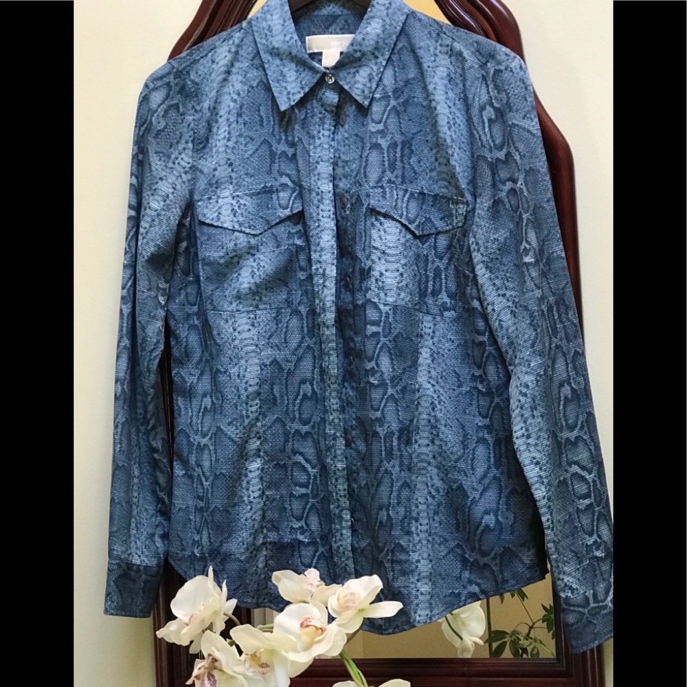 Michael Kors Blue Button Down Shirt animal print